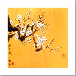 White Plum Blossom Posters and Art